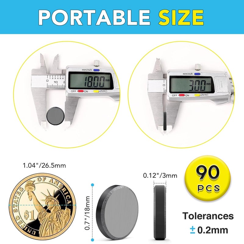 TRYMAG Ceramic Disc Magnets for Crafts, 60 Pcs Tiny Round Crafts with Adhesive Backing, Flat Circle Ferrite Industrial DIY, Science, Hobbies, Project - 18mm (.709 inch), 18x3mm - Image 3
